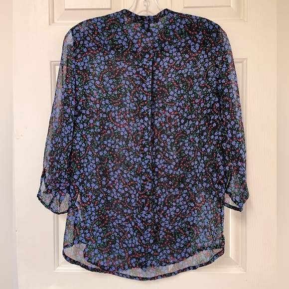 French Connection Ditsy Floral Sheer Blouse 6 - Picture 11 of 12